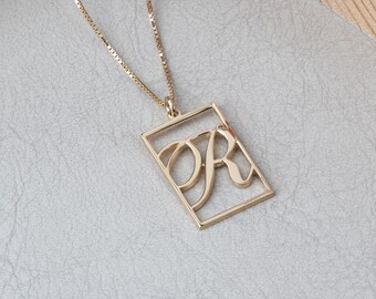 Sterling Silver Initial Card Necklace: Personalized Letter Pendant