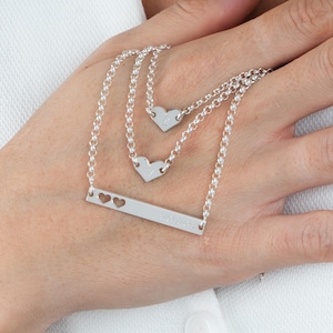 Mother Daughter Bracelets Matching Bracelets | Bracelet for Mom and Daughters | Bar Bracelet for Mom and Heart Bracelets For Daughters