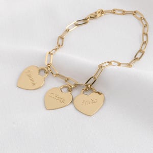 Personalized Multiple Hearts Charm Bracelet with Kids Names - Custom Engraved Bracelet for Mom or Grandma | Family Jewelry Gift
