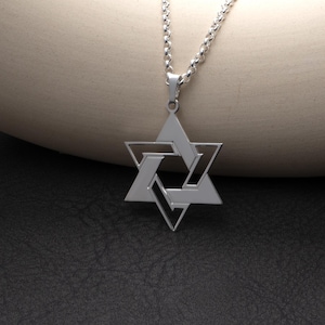 Large Sterling Silver Star of David Necklace - Magen David Pendant