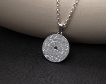 Men's Sterling Silver Compass Necklace: Custom Engraved Pendant