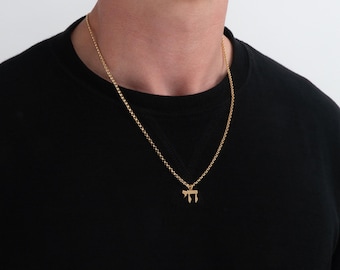 Sterling Silver Chai Necklace for Men: Jewish Pendant, Rolo Chain