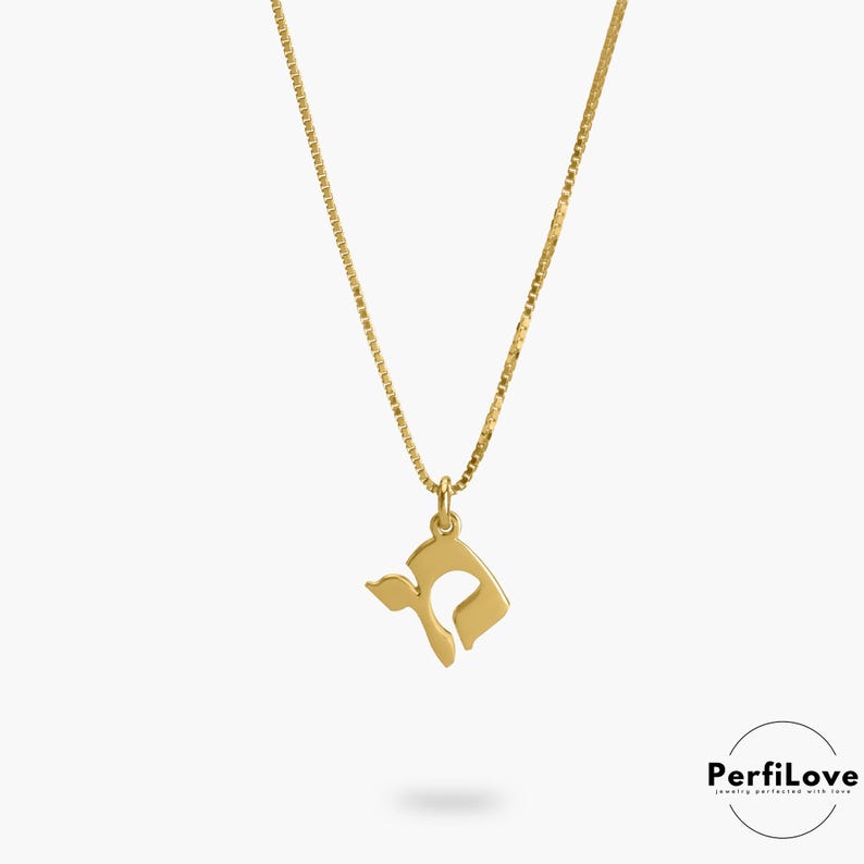 Hebreiskt initialhalsband: Judiska smycken i sterlingsilver 24K Gold Plated