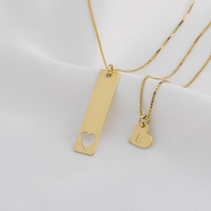 Mother and Daughter Necklace | Heart Bar Necklace Set For Mom and Daughter | Mother's Day Gift