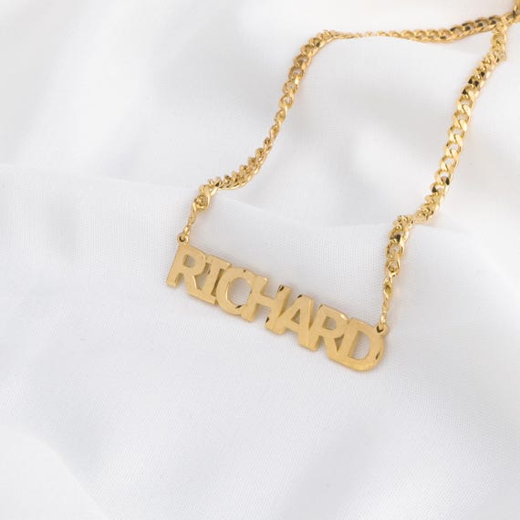 Hammered Name Necklace: Custom 925 Sterling Silver Cuban Chain