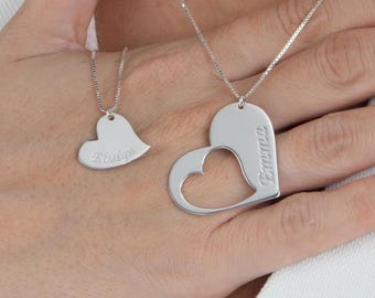 スターリングシルバーのバクネックレスセット：母娘の動物チャーム