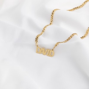 Collar con nombre cubano para hombre – Colgante personalizado con letra mayúscula y negrita – Regalo de joyería de cadena cubana personalizada para él – Collar elegante para hombre