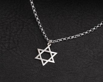 Men's Star of David Necklace: Sterling Silver Jewish Pendant