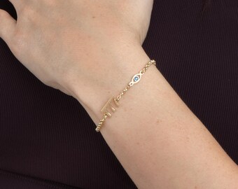 Custom Evil Eye Angel Number Bracelet • Personalized Protection Jewelry • Spiritual Number Charm