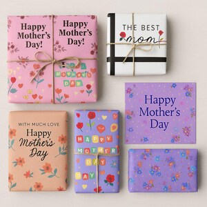 Paquete de patrones sin costuras para el Día de la Madre: 5 diseños digitales (PDF vía Google Drive) – Papel de regalo e impresiones de tarjetas