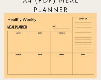 Weekly Meal Planner with Grocery List | A4 Printable PDF | Instant Download