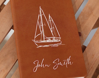 Diario de velero personalizado, cuaderno de bitácora de capitán, regalo de navegación para propietarios de barcos, cuaderno náutico para amantes de la navegación y entusiastas del océano.