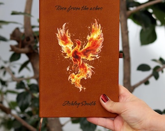 Diario inspirador del fénix que resurge de las cenizas, regalo del fénix en ascenso, amante del fénix, regalo del fénix de fuego en acuarela.
