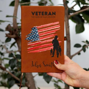 Veteran Proud American Journal, Veteran Graphic Leather Journal,Veterans Day, Marine, Navy Veteran, Army Veteran Gift