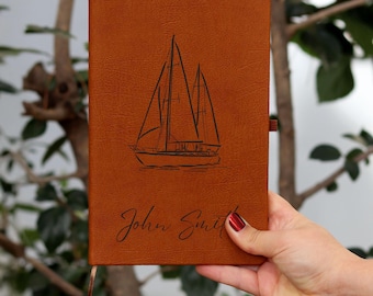 Bitácora de Capitán Personalizada – Diario de Velero Personalizado – Regalo para Propietarios de Yates – Regalo para Amantes de la Navegación – Libro de Visitas Náutico – Cuaderno de Marinero