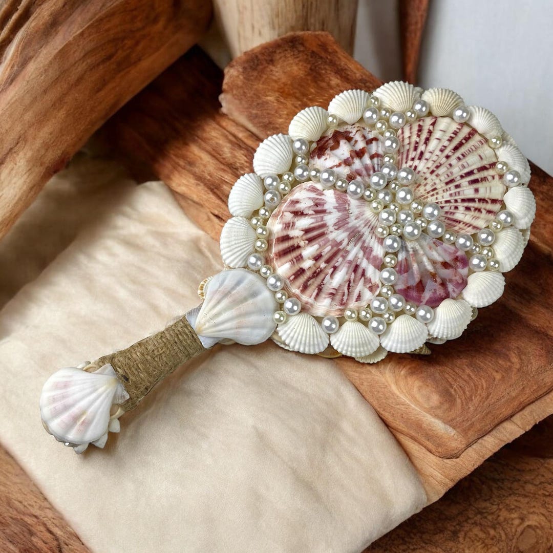 Seashell Hand Mirror: Mermaid-core Beach Wedding Decor (5x10 Inch) - Etsy