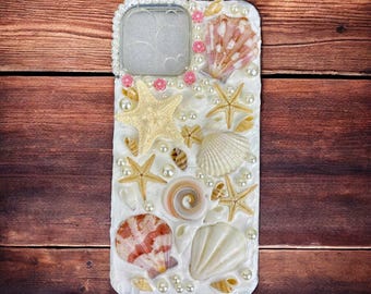 Seashell Phone Case: Handcrafted Decoden Shell Phone Cover