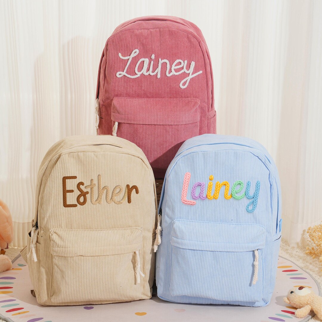 Personalized Corduroy Backpack for Kids Custom Name Toddler School Bag ...