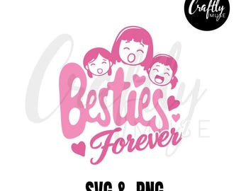 Bestie Forever SVG & PNG - BFF Matching Shirts, Cricut Cut File, Friendship Gift, Couple T-Shirt Design, Instant Download Digital File.