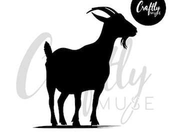 Farm Animal Clipart, Goat PNG, SVG | Funny Goat Silhouette, Rustic Farmhouse Decor, Cricut & Sublimation Digital Download, instant download.