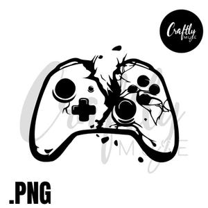 Trasig Gamepad PNG SVG | Knäckt Handkontroll Clipart för Cricut, Gamer T-shirts, Klistermärken, Sublimering, eSport och Videospelsdekor