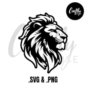 Löwenkopf PNG, SVG | Stammes-Löwe Clipart, König der Dschungel-Silhouette, Wildtier-Tattoo-Design, Cricut und Sublimation digitaler Download.