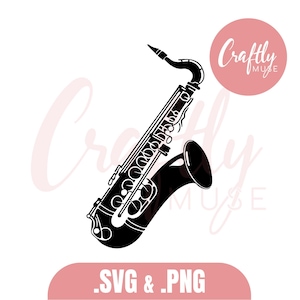 Saxophone SVG, Jazz Saxophone SVG, Saxophone Silhouette SVG, Saxophone Clipart Svg, Retro Saxophone Svg, Music Svg, Digital Download