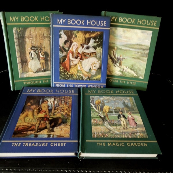 Collection of Five My Book House Vintage Story Books - Tower Window, Over the Hills, Magic Garden,  Treasure Chest 1950 to 60's