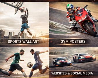 Pakiet zdjęć sportowych Ultra HD – grafika ścienna do siłowni i fitnessu (do pobrania w wersji cyfrowej, licencja na użytek komercyjny)