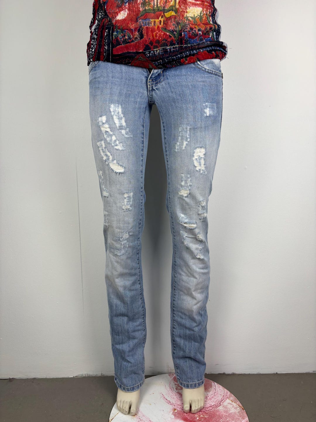 Vintage Early 2000s Dolce & Gabbana Light Wash Embroidered Jeans ...