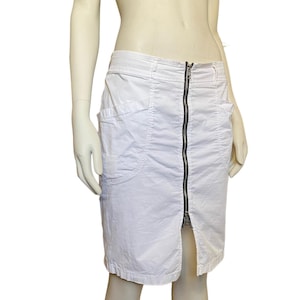 Linda Cop Copine Zip Up Saia de Algodão Branco Comprimento Médio com Bolsos Officecore Runway Archive
