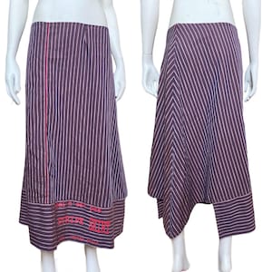 Cop Copine Vintage Listrado Roxo 90&#39;s Saia Longa Assimétrica Tipografia Carta Impressão Arquivo Declaração