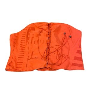 Top de corsé con cordones naranja de diseñador vintage de los años 90 de Biche de Bere, raro, archivo de moda, pasarela, alta costura, ajustable, estilo modernista