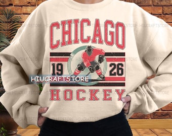 Chicago Vintage Hockey PNG, NHL design, hockey PNG for tee, Hockey Team png, Chicago png