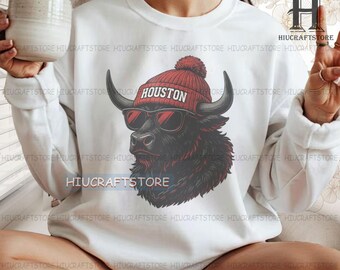 Sudadera vintage de fútbol americano de Houston: cuello redondo para el día del partido