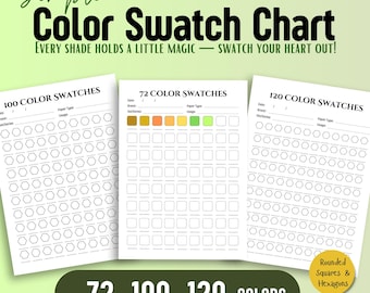 Printable Color Swatch Chart: Rounded Squares & Hexagons (PDF)
