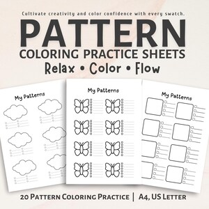 Pattern Coloring Practice Sheets: 20 Printable Designs (PDF)