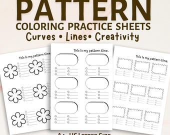 Hojas de práctica para colorear patrones: 30 páginas imprimibles (PDF)