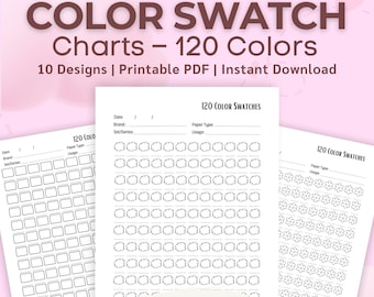 Color Swatch Chart Printable: Marker, Watercolor, Pencil Tracker (A4/US Letter PDF)