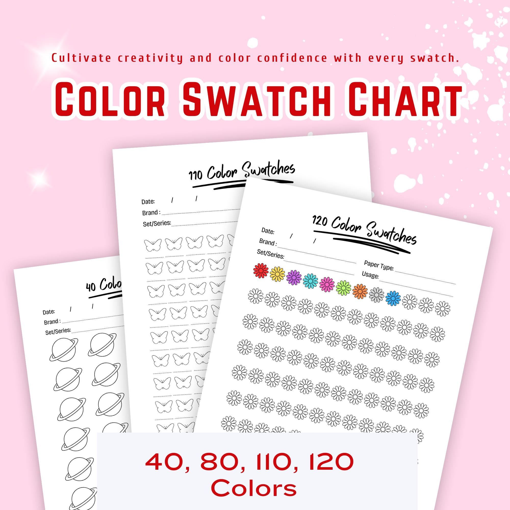 Color Rite Chart Printable Color Swatch Charts: 40, 80, 110, 120 Colors (PDF) - Etsy