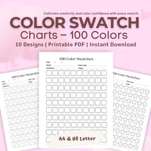 Tabela de Amostras de Cores para Impressão – Rastreador com 100 Espaços para Marcadores, Tintas e Canetas | Tamanhos A4 + Carta EUA