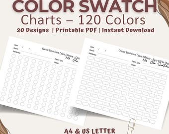 Color Swatch Chart: 120-Slot Printable Organizer (A4 & US Letter PDF)
