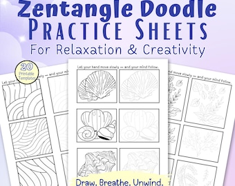Zentangle Doodle Practice Sheets: Mindful Drawing Patterns (PDF Download)