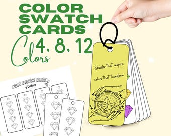 Crystal Color Swatch Cards: Kawaii Printable Chart (PDF)