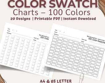 100-Slot Color Swatch Chart: For Markers, Pencils, Watercolor (PDF Download A4/US Letter)