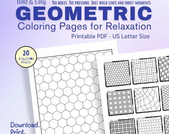 Geometric Coloring Pages: 20 Bold Designs for Adults (US Letter PDF)
