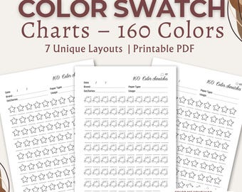 Tabla de muestras de 160 colores imprimible / Organizador de marcadores de alcohol para Copic y Ohuhu / A4 y tamaño carta (PDF)