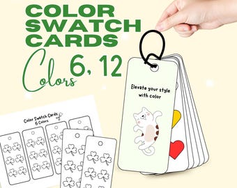 Printable Color Swatch Cards: 6 & 12 Colors (PDF)