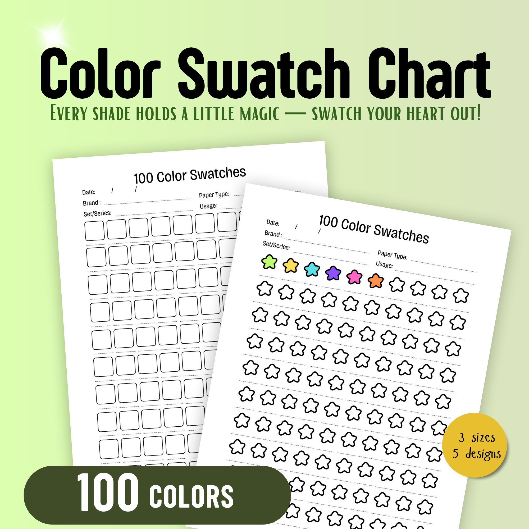 Swatch Color 100 Color Swatch Chart Set: Minimalist Palette Organizer (PDF) - Etsy