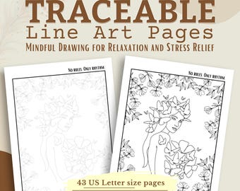 Mindful Drawing Traceable Line Art: Calming Shapes (8.5x11 PDF Download